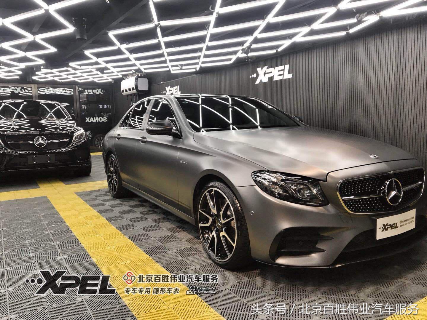 看案例比品质！奔驰AMGE43完美施工XPEL哑光专车专用隐形车衣