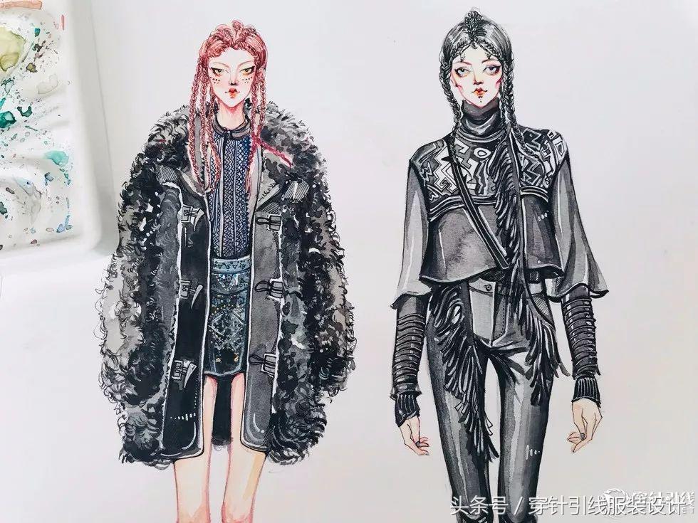 服装手绘效果图,时装手绘效果图夏装