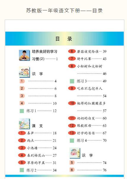 苏教语文二年级下册识字1字词,苏教版一年级识字课