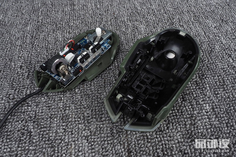 达尔优牧马人em915鼠标拆解,达尔优em915黑色裂纹版游戏鼠标