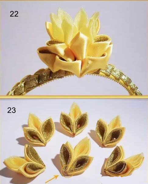 丝带五瓣花发卡制作教程,diy手工制作蝴蝶结小发卡