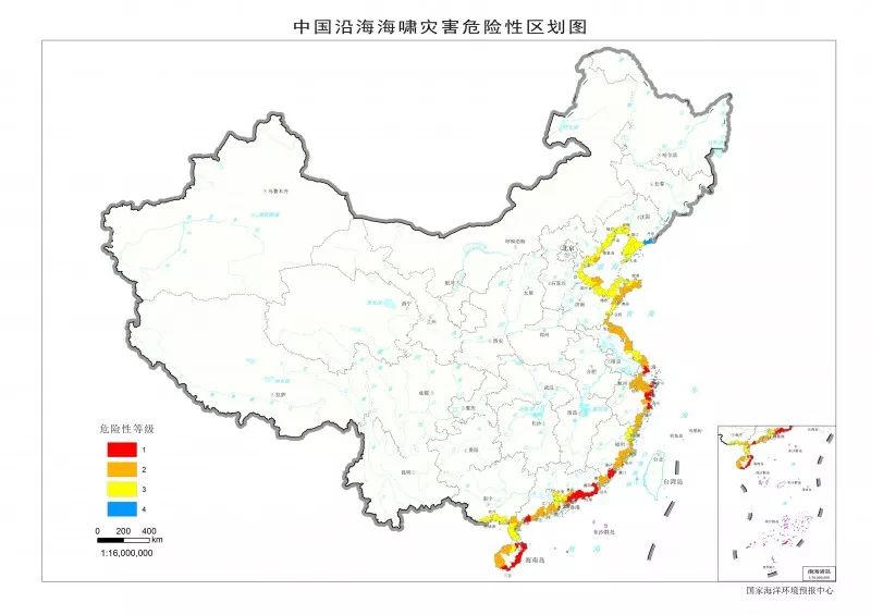 我国近海海洋灾害具有明显差异性,海洋灾害风险区划图