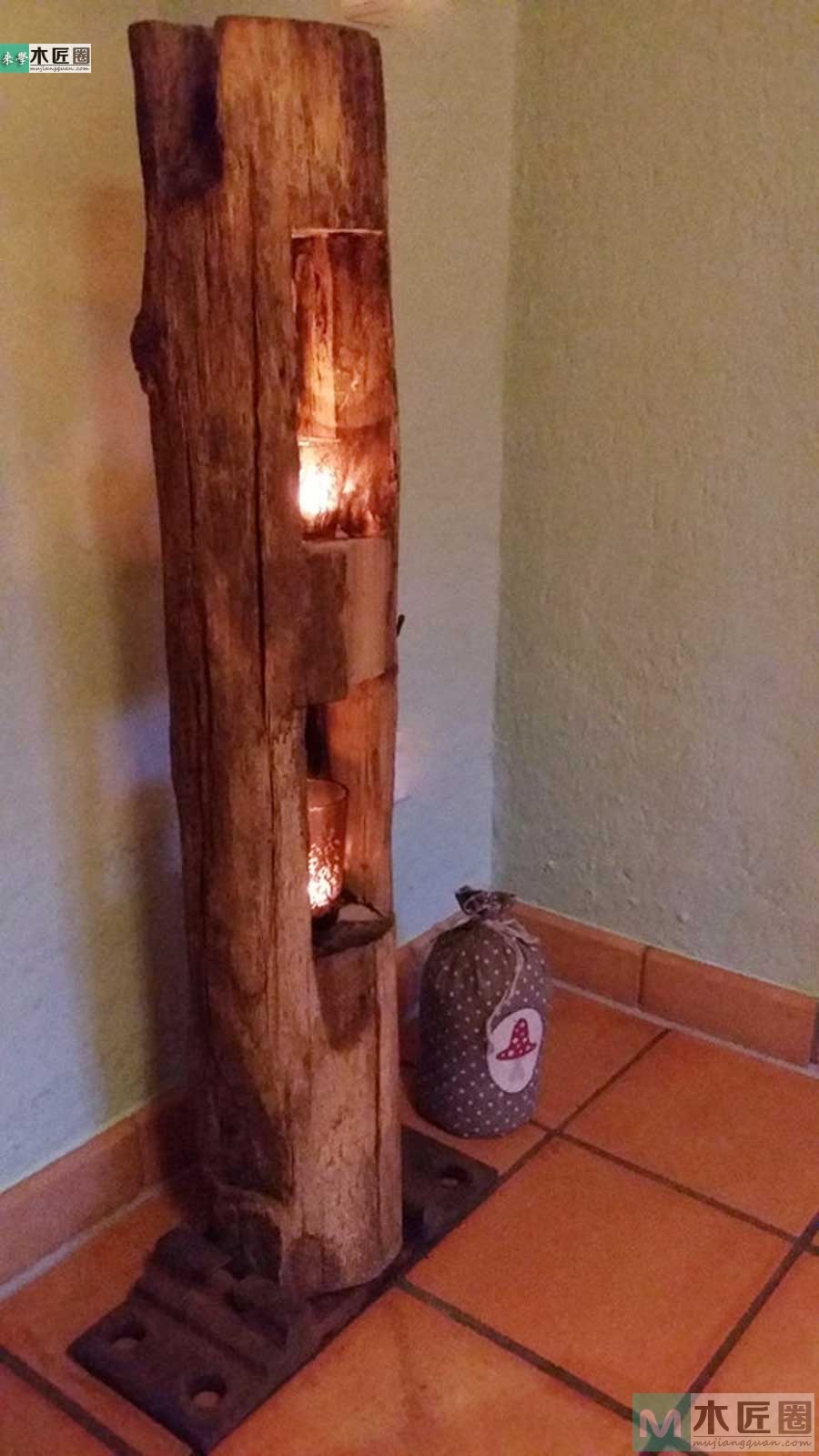 圆树桩小夜灯,树桩小夜灯