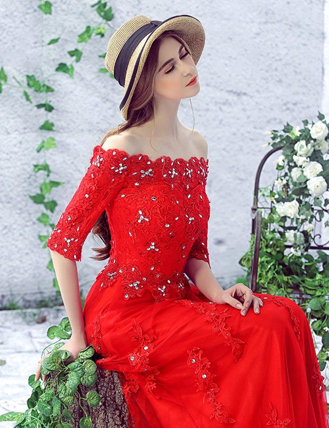 婚纱礼服红色图片,红色薄款婚纱礼服怎么搭配图片