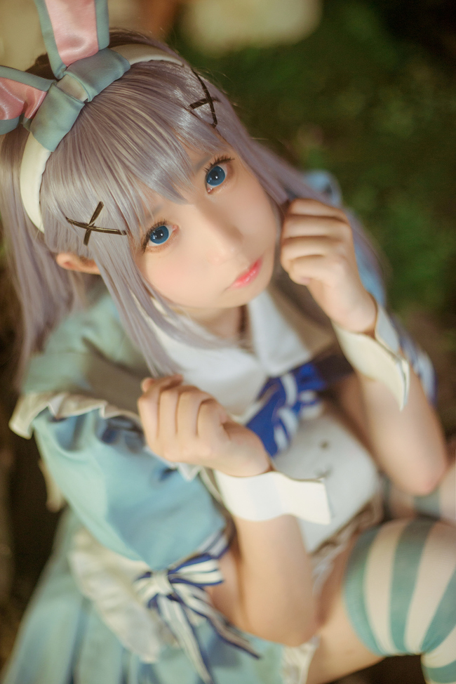 香风智乃cos假发造型过程,香风智乃cos正片户外