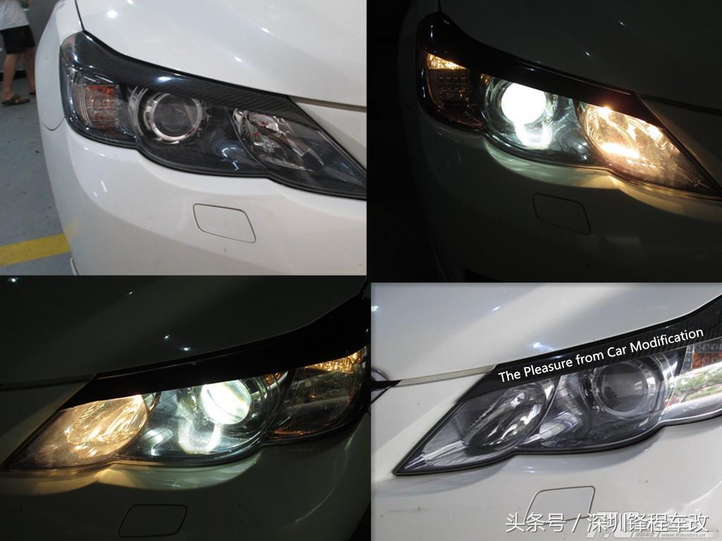 15款丰田锐志车灯升级led双光透镜,丰田锐志改恶魔眼大灯