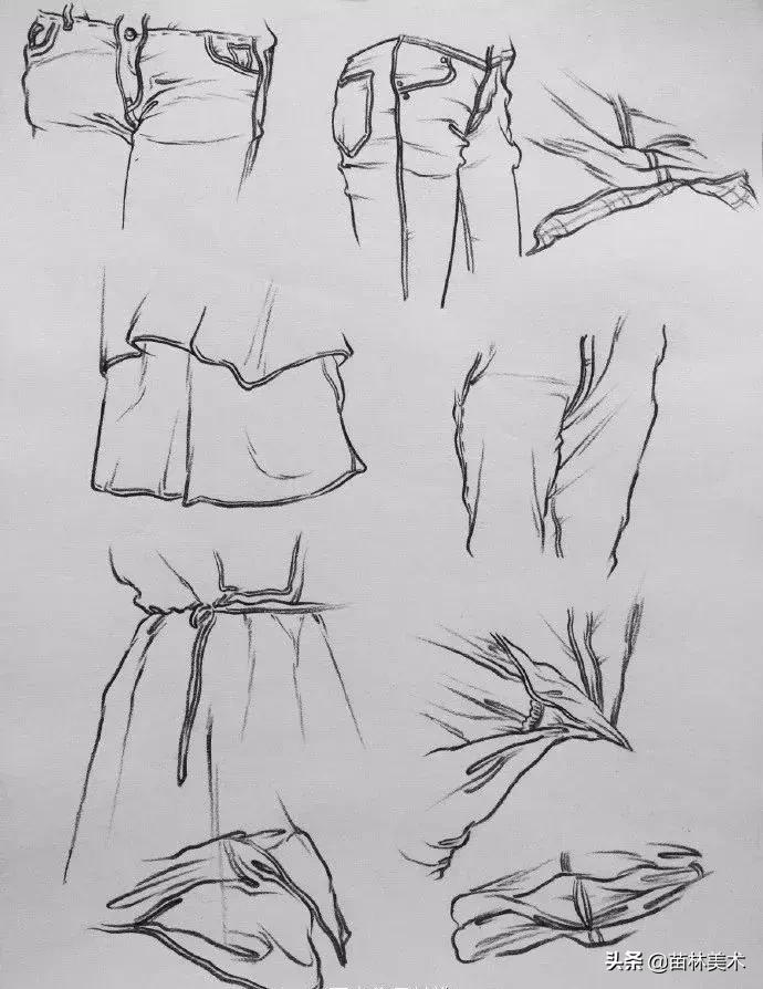 各种衣褶画法,衣褶不会上色