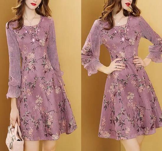 碎花春裙穿高跟鞋,v领碎花裙配高跟鞋子