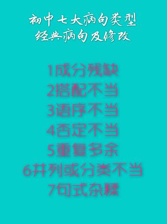 初中常考的八种病句类型,初中病句必背十种方法