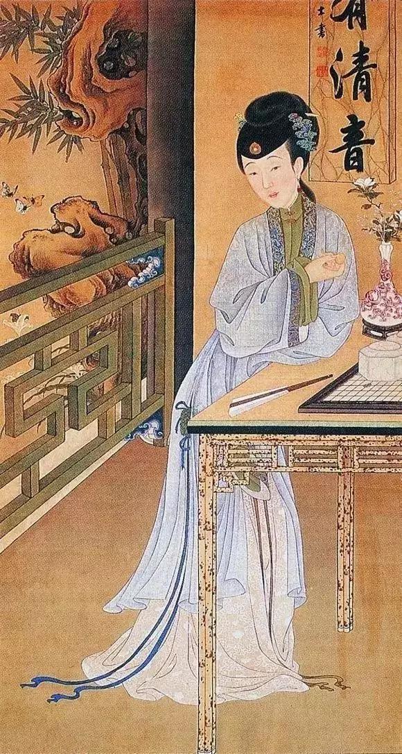 清代画作美人图,清代宫廷画家十二美人图