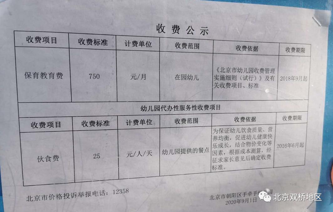北京2023幼儿园收费明细表,北京门头沟区公立幼儿园收费标准