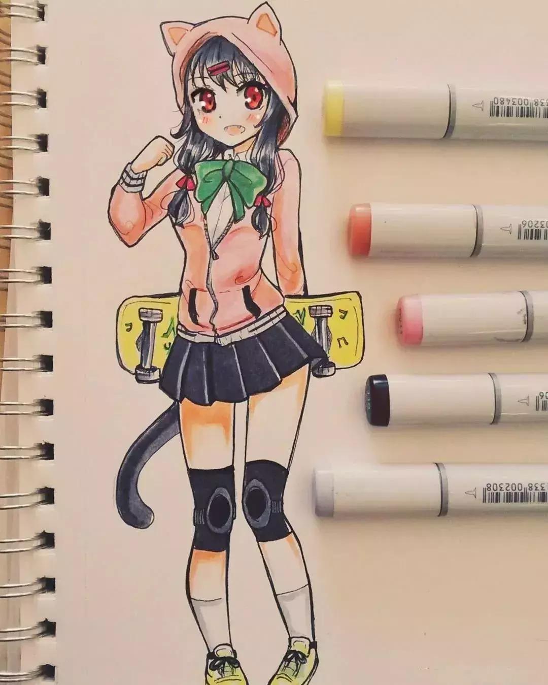 可爱动漫人物手绘马克笔,马克笔好看的动漫人物