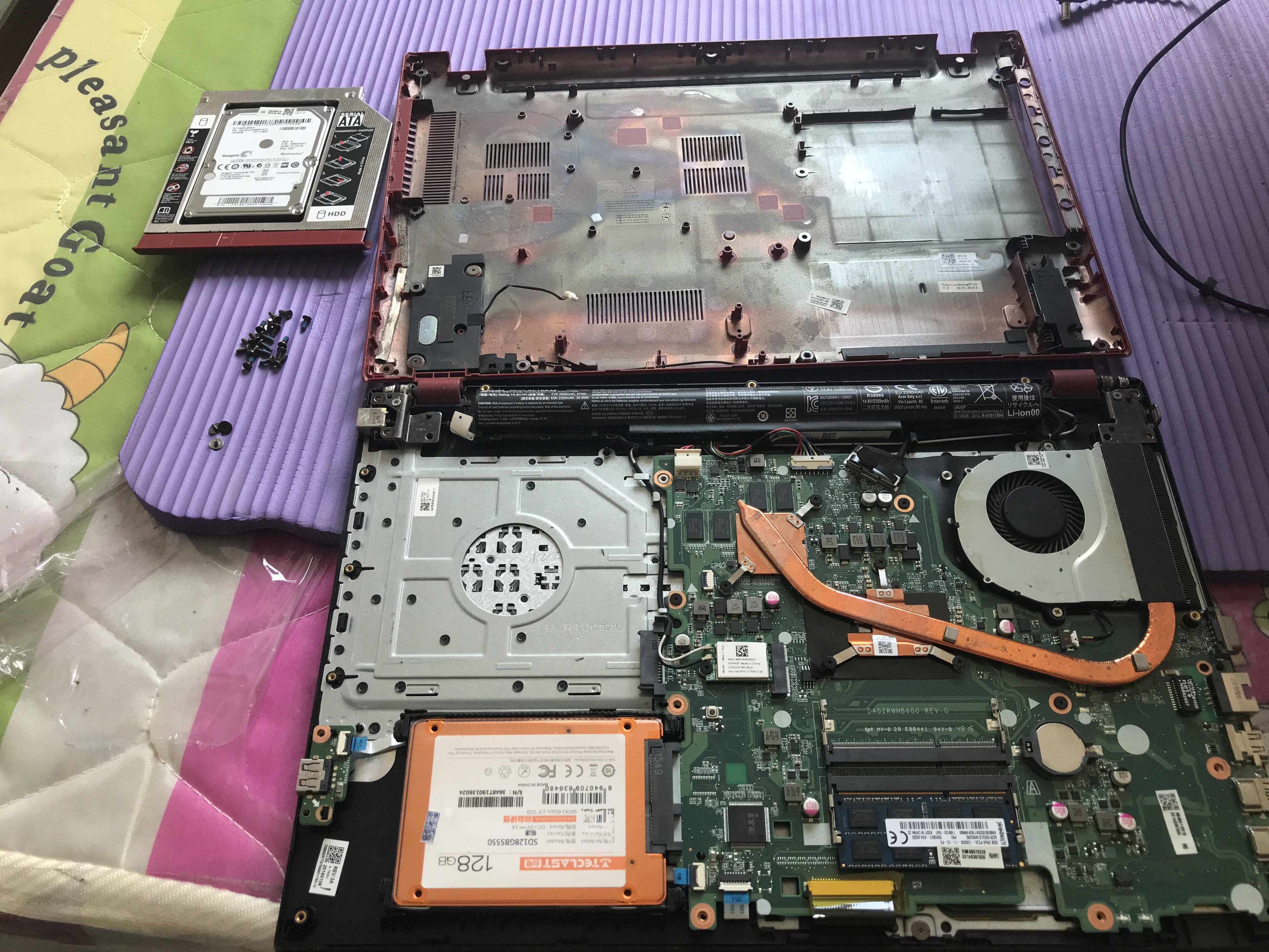 宏碁e1-572g笔记本清灰,宏碁e5572g拆机清灰换硅脂