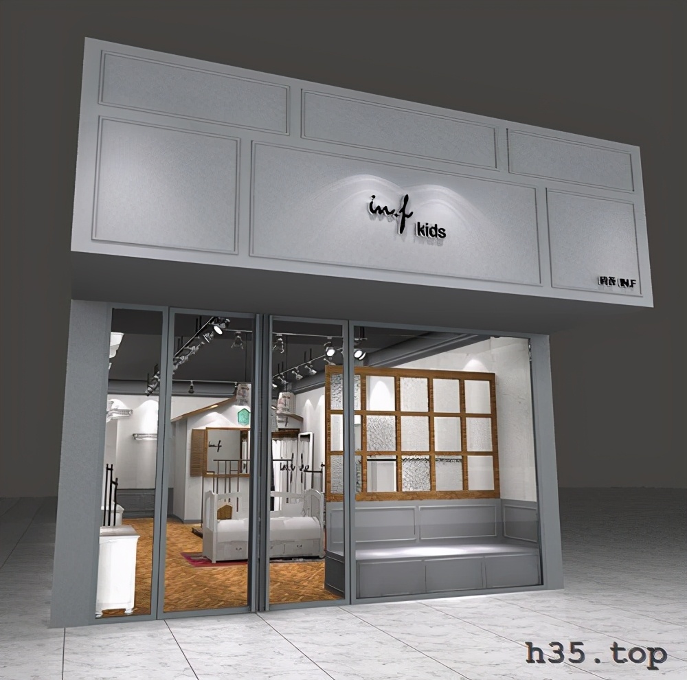 最新童装店双门头装修效果图,童装店怎么装修才有顾客
