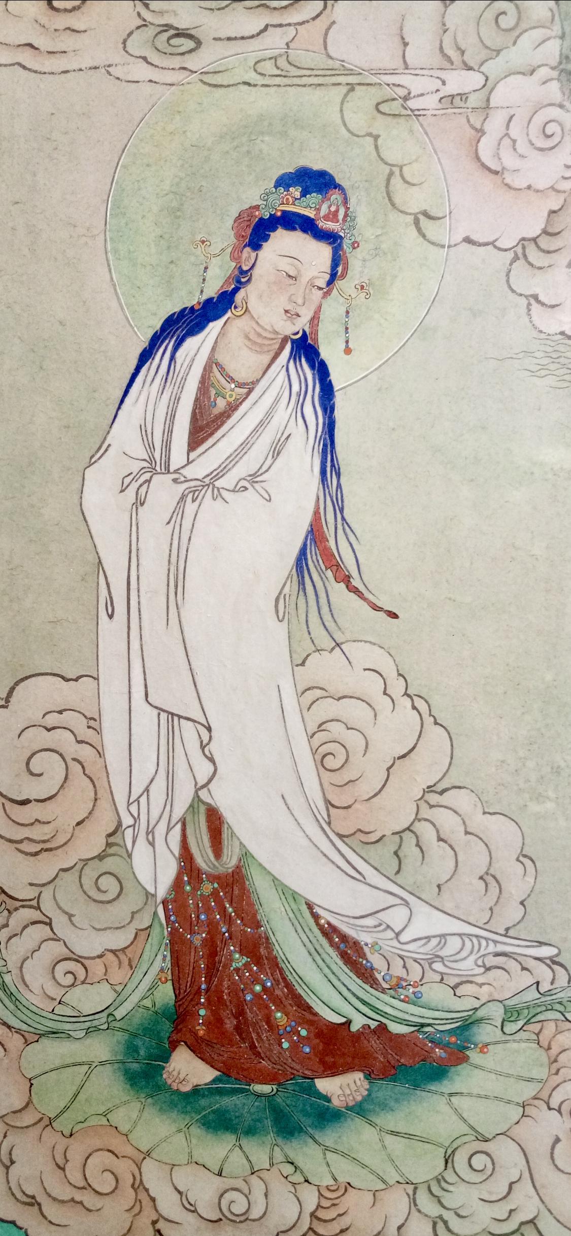 观音菩萨三十二像工笔画,观世音菩萨画像工笔画