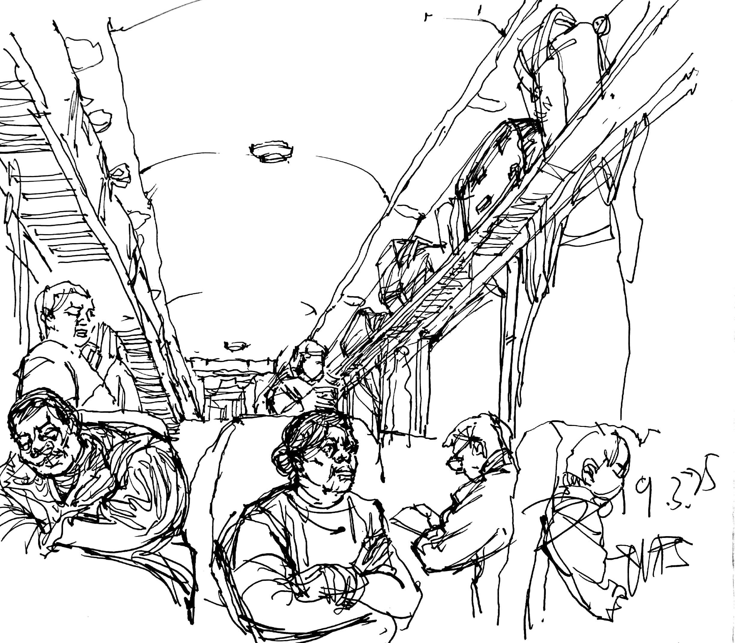 亲切友好的钢笔画速写