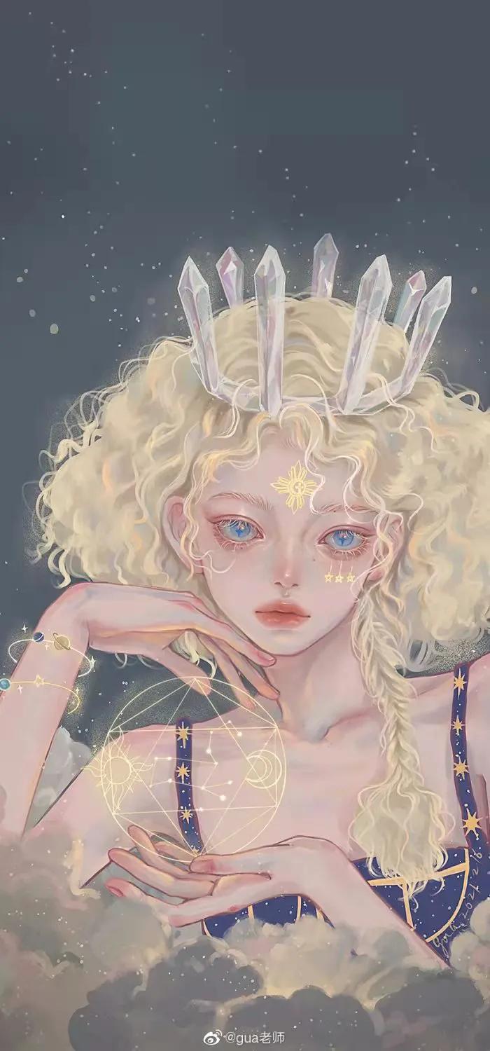 十二星座拟人图片涂色可打印,十二星座古风插画头像