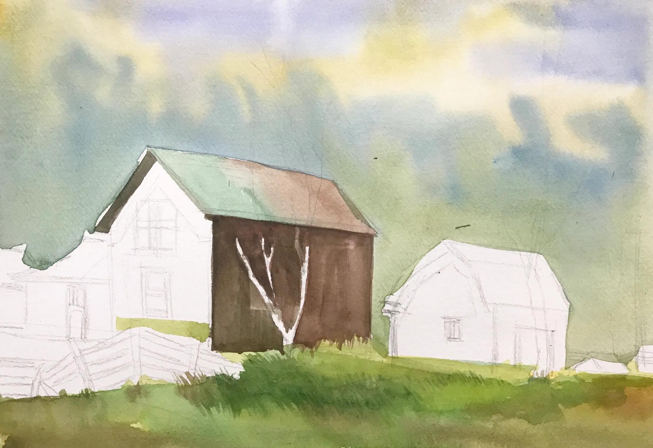 水彩乡村风景画,乡村风景水彩图片大全