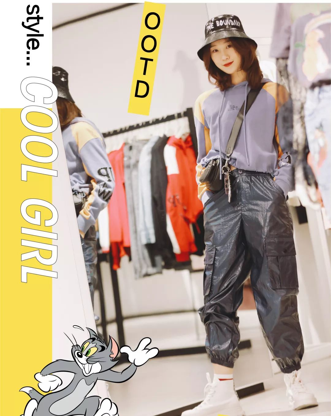 卫衣加绒猫和老鼠联名款 (猫和老鼠匡威联名穿搭)