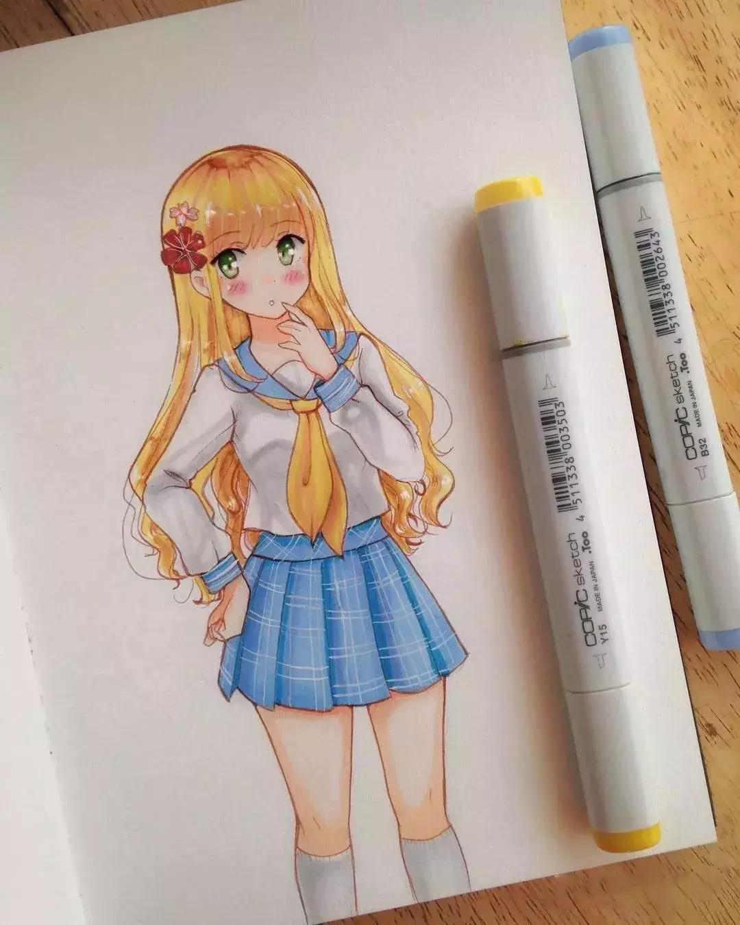 可爱动漫人物手绘马克笔,马克笔好看的动漫人物