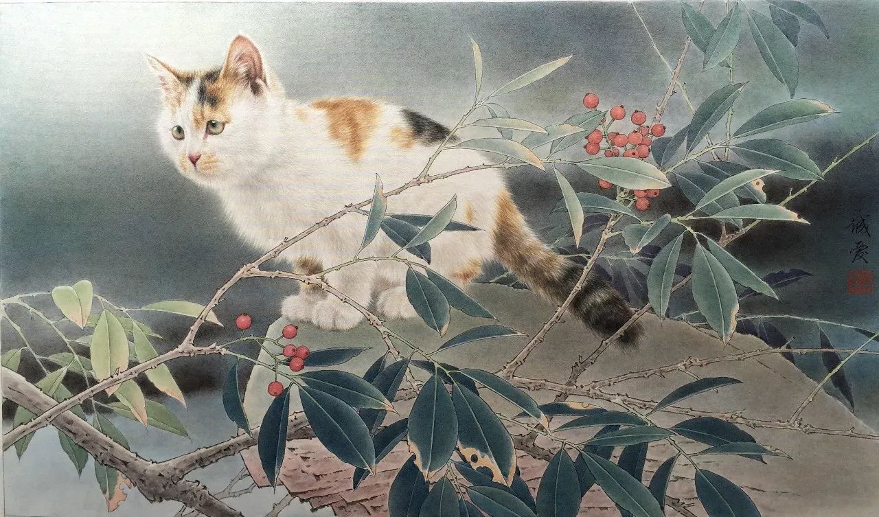 邢诚爱工笔画猫的图片,邢诚爱工笔画猫兔子高清大图