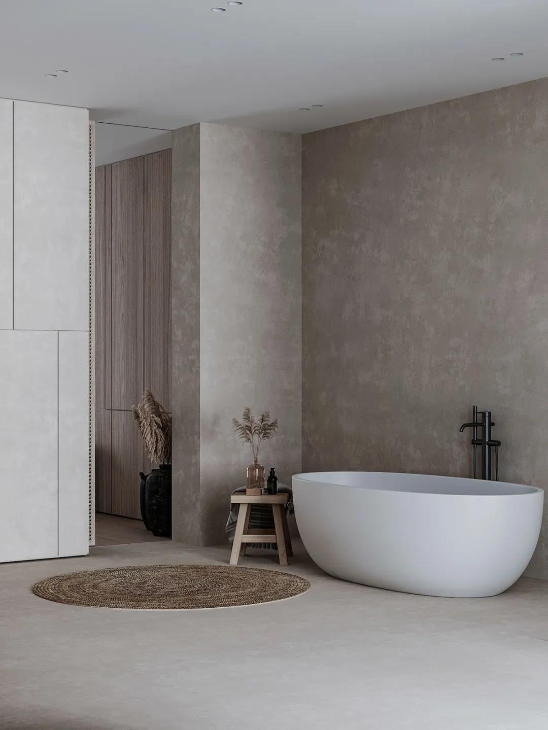 石与木的搭配，极简中透露着温暖