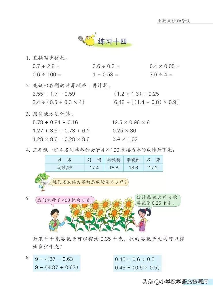苏教版五年级上册数学电子课本,苏教版数学五年级上册目录