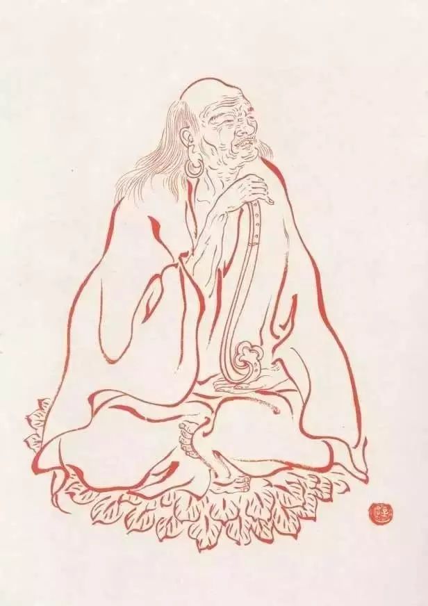 弘一法师的蓝底描金十八罗汉作品,弘一大师100万罗汉图写意