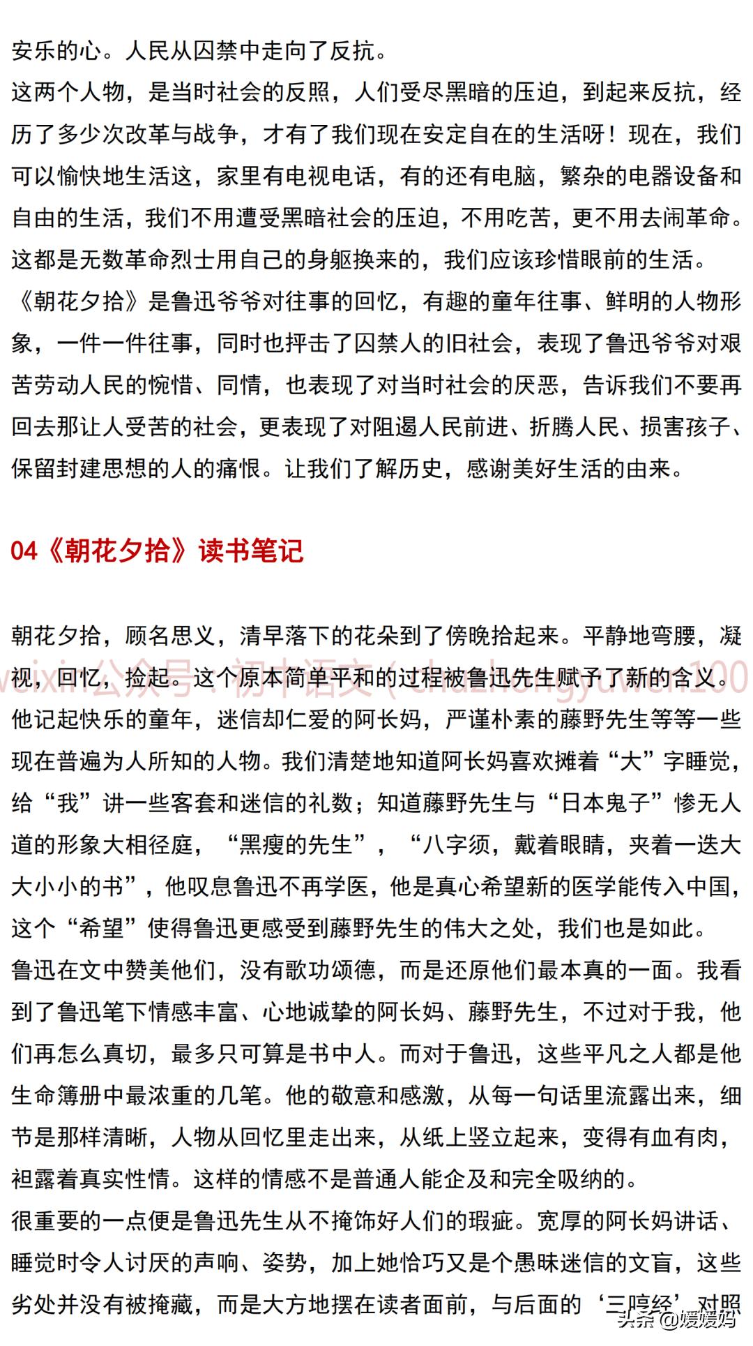 名著阅读朝花夕拾知识点总结,初中部编语文名著导读朝花夕拾