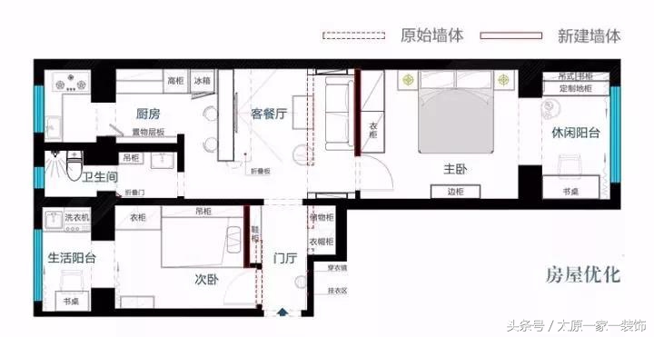 60平北欧小两居室，床头柜非常有设计感！