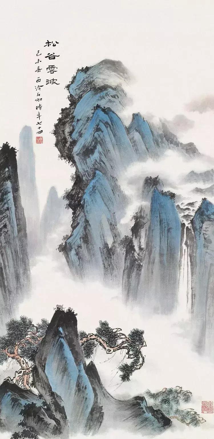 国画山水作品欣赏白雪石,国画山水奇石图片大全