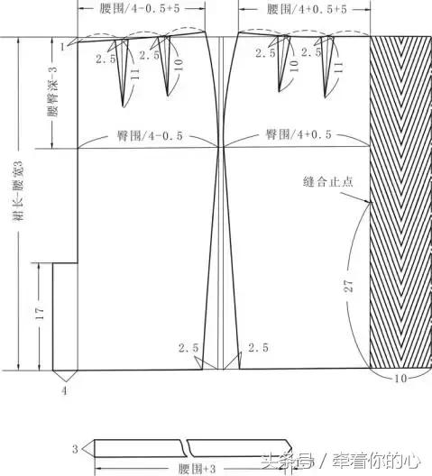 西服裙裁剪图教程,西服裙后开叉缝制教程图解