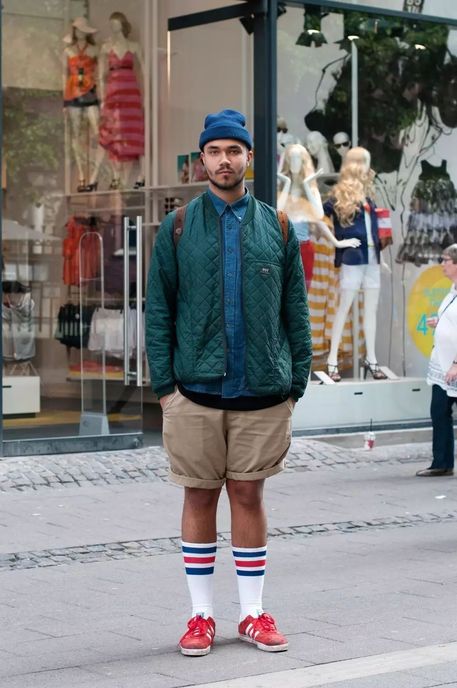 高筒袜潮流穿搭,白袜穿搭男