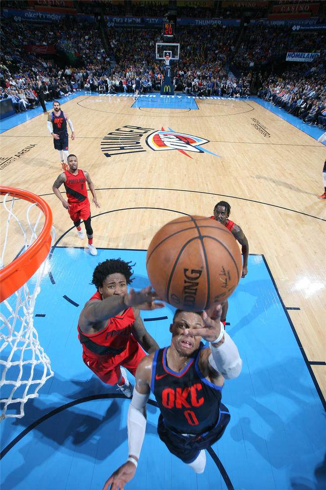 开拓者雷霆双枪合砍51分战胜雷霆,威少单场58分完整视频