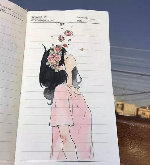 日本小姐姐画画素描,日本小姐姐一组插画