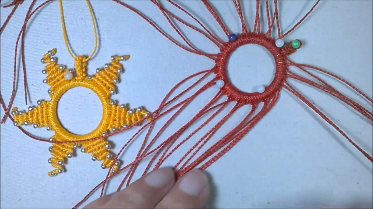 扁吊坠项链编织简单教程,手工编织太阳吊坠图解
