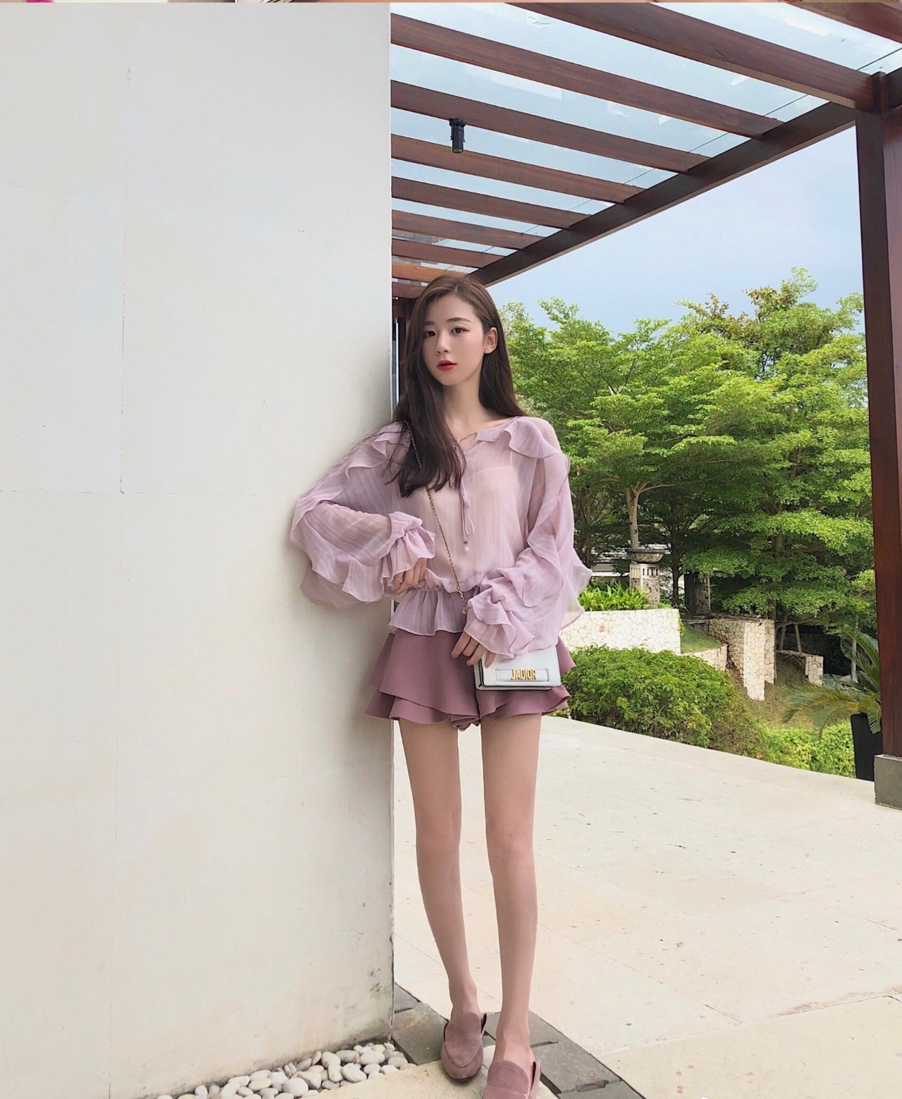 微胖开春别致小雪纺衫,开春上衣胖mm雪纺衫