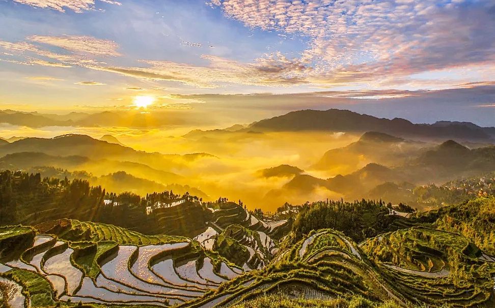 六月初夏这些梯田太美了,春耕时节田园如画图片