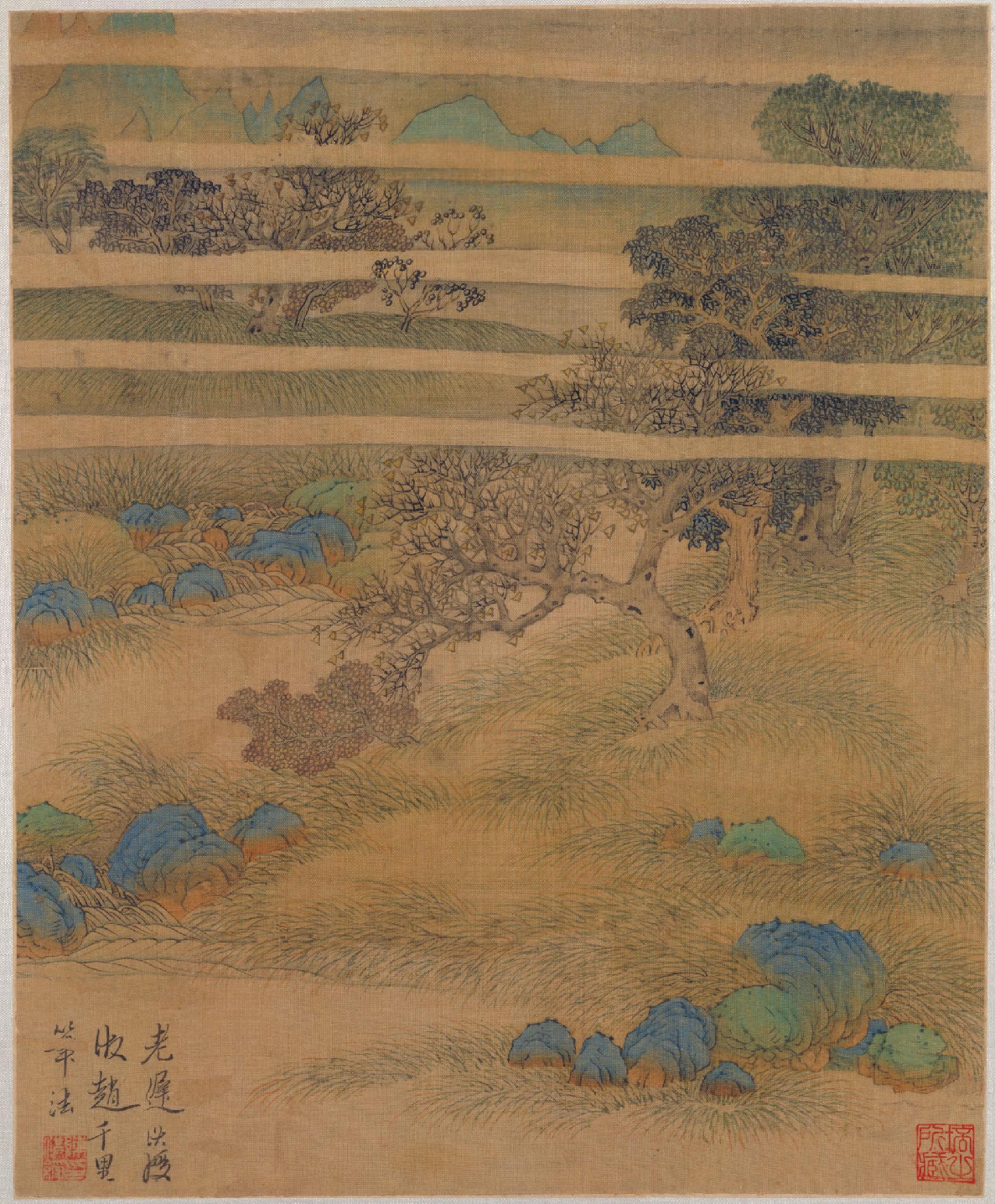 陈洪绶明山水高士花鸟册页,陈洪绶花鸟和恽寿平花鸟谁的更好