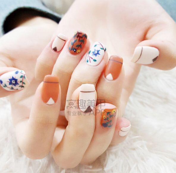 脏橘色美甲,one推荐美甲