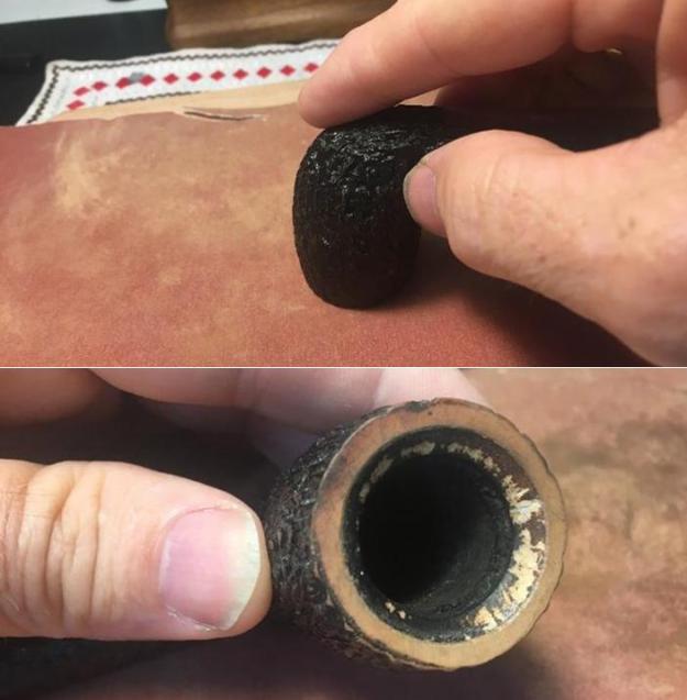 修复牛角烟斗,古董手工烟斗