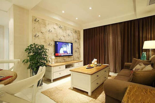小户型2米7宽电视背景墙设计,小户型中式电视背景墙效果图