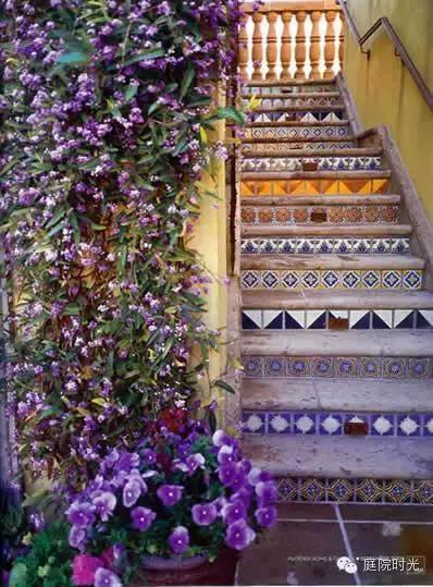 庭院小路台阶铺装效果图,马赛克庭院铺装