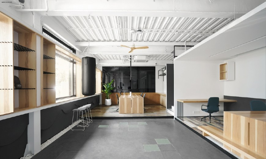 20平方办公室轻奢风装修,现代毛坯装修风格办公室