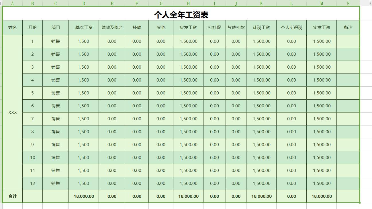 人事工资表计算个税套用公式大全,工资表模板社保和个税