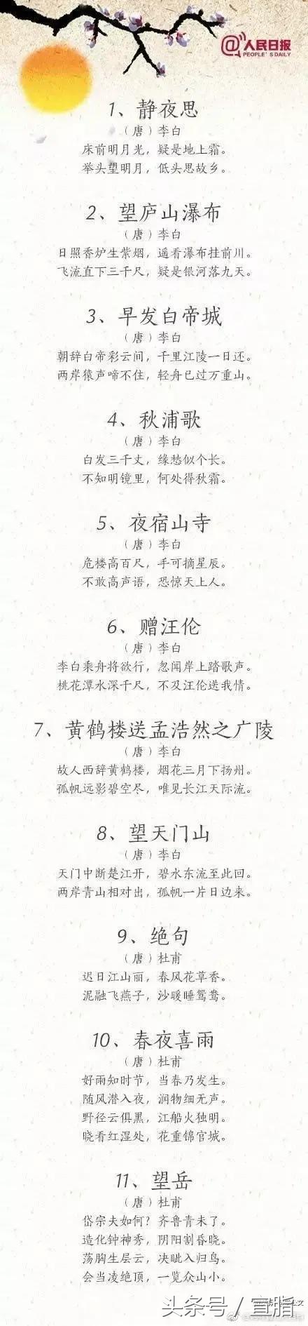 适合小朋友的一百首古诗,儿童每天坚持读古诗15首