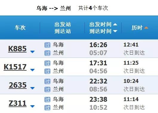呼市到乌海列车最新时刻表,乌海至赤峰火车站列车时刻表