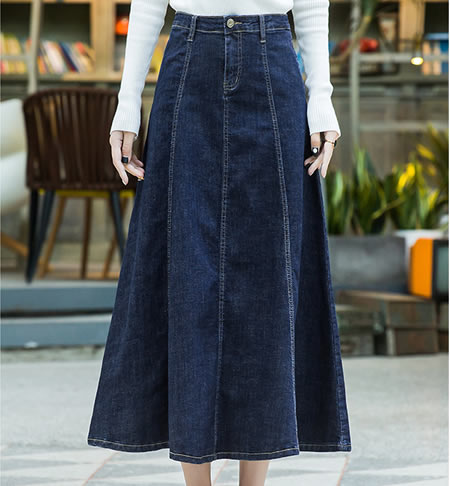 牛仔半身裙胖人怎么穿搭,牛仔半身裙胖人穿的显瘦的牛仔裤