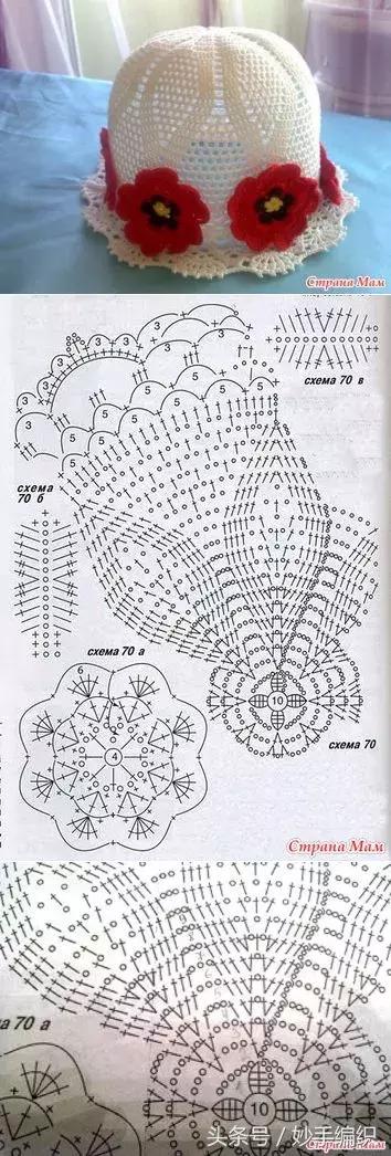 空心线钩太阳帽教程视频,空顶遮阳帽的钩法