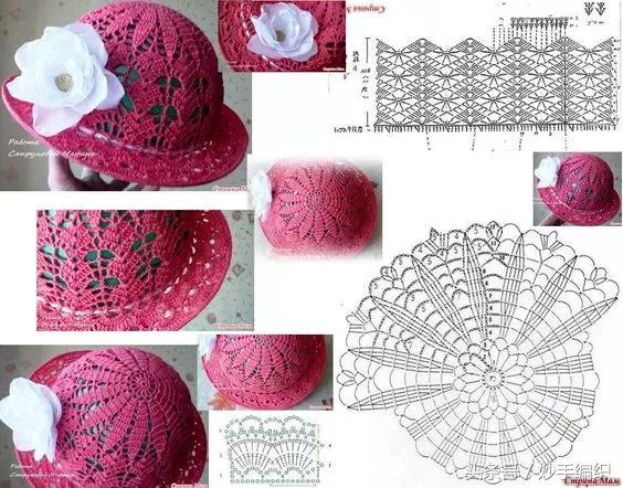 空心线钩太阳帽教程视频,空顶遮阳帽的钩法